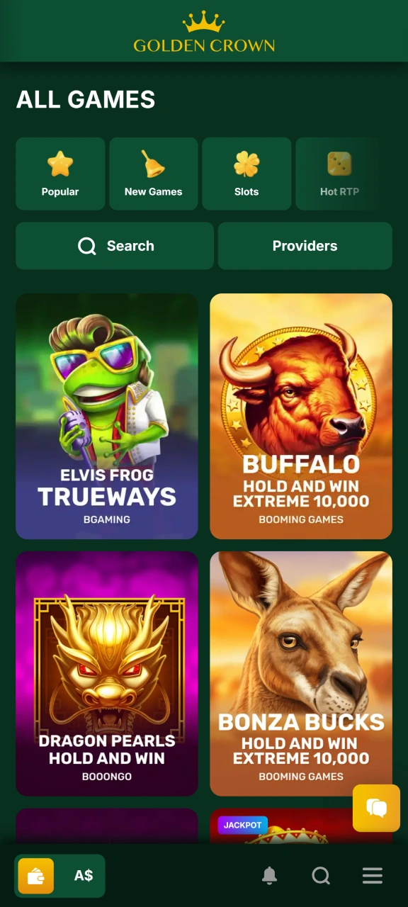 Start playing on the Golden Crown platform directly from your Android device.