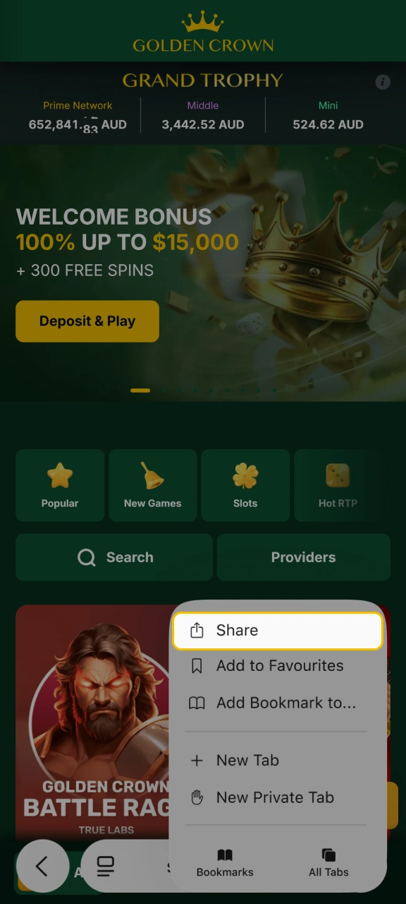 Click Share to get Golden Crown for iOS.