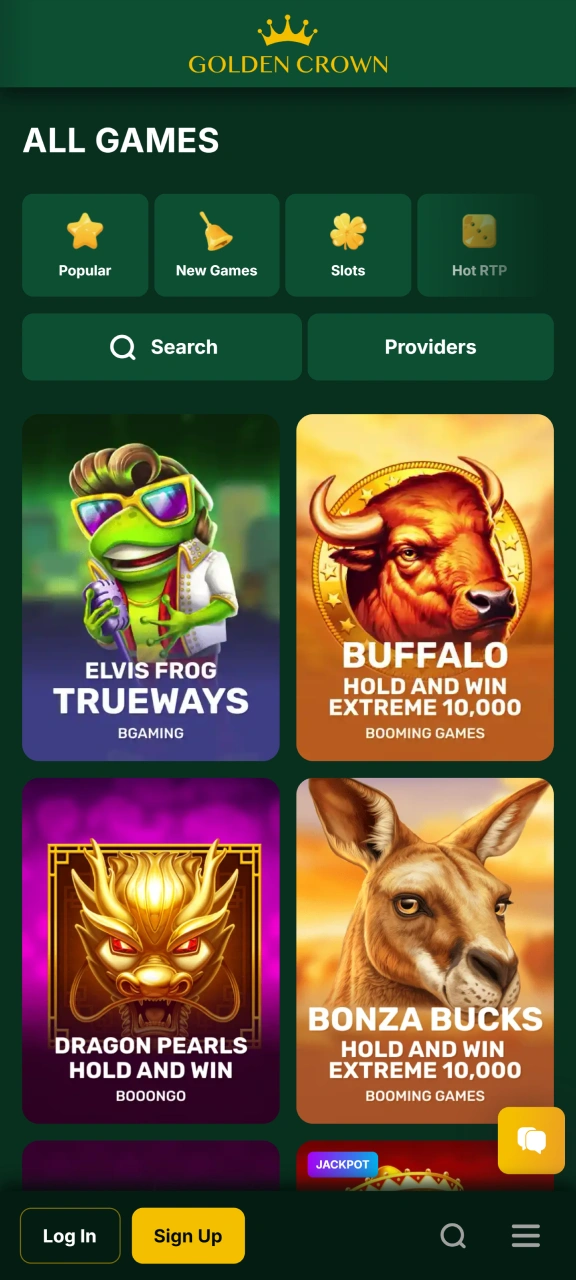 Find a game to your liking on the official Golden Crown platform.