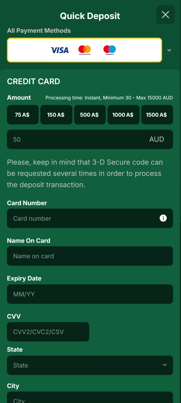 Make a deposit into your Golden Crown account.