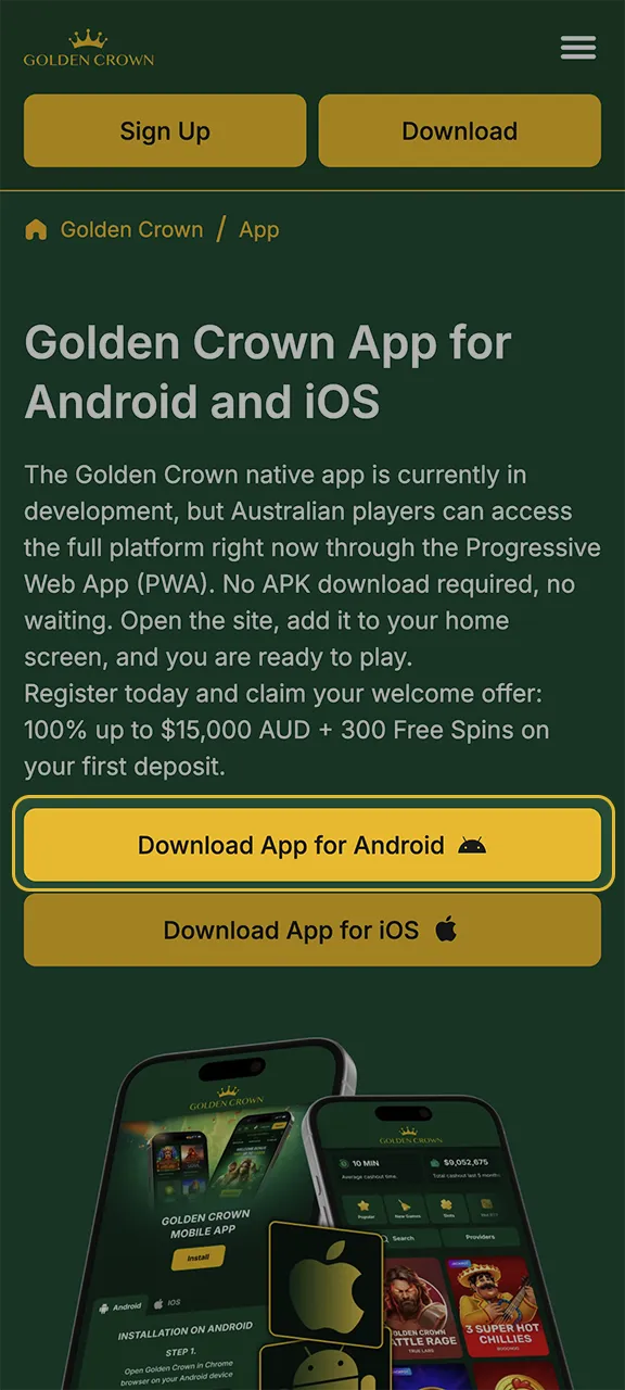 Click the Download for Android button to get Golden Crown for your device.
